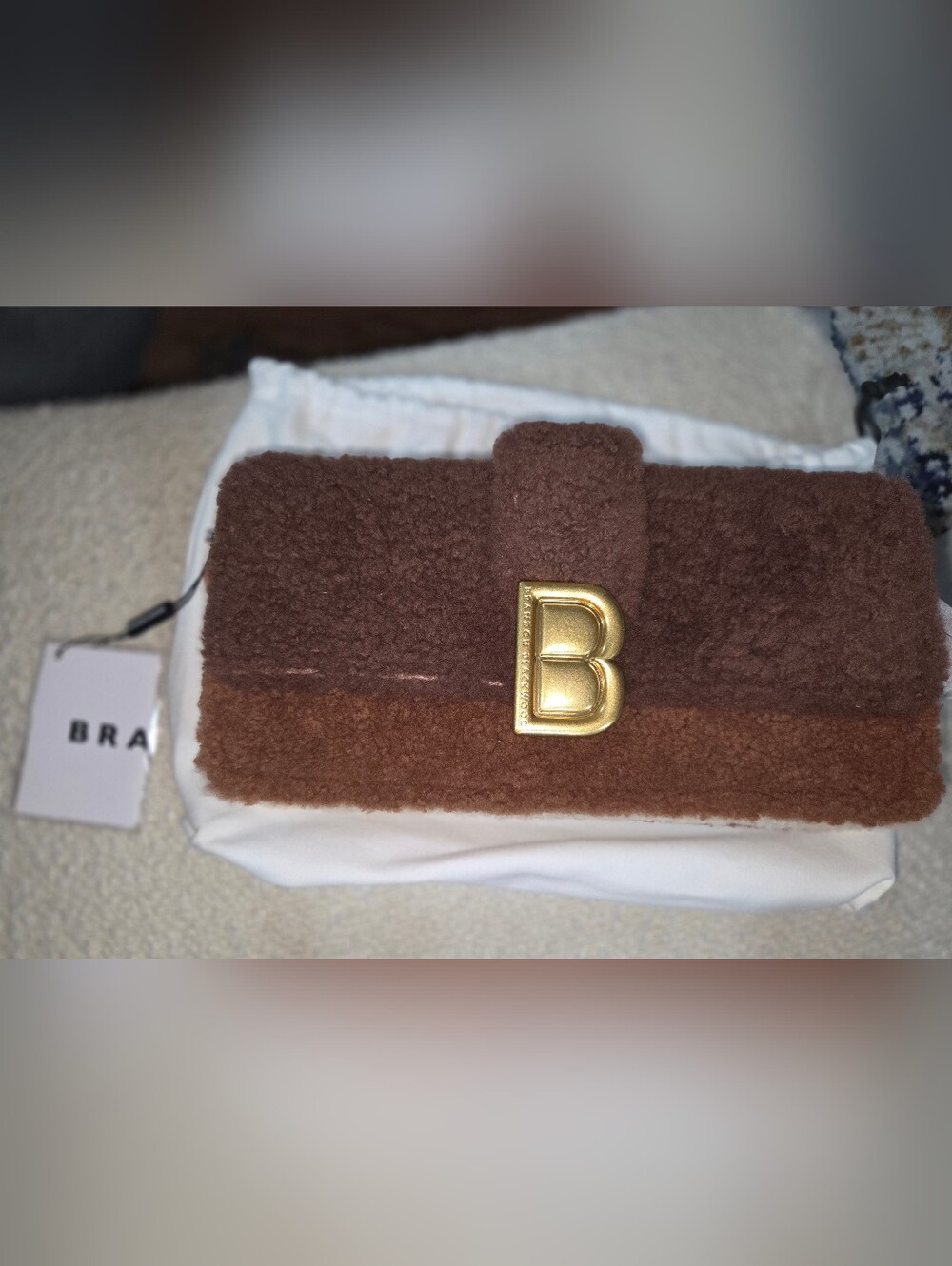 Brandon Blackwood Nia Bag, Brown Shearling - NEW WITH TAGS